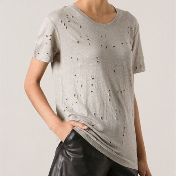 Iro Distressed Tan Clay Linen T Shirt Size XS - Picture 1 of 5
